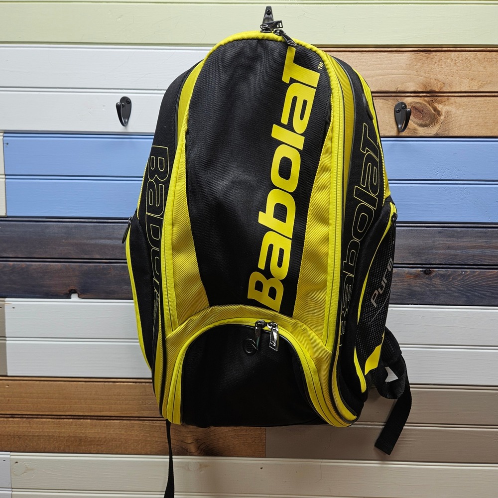 Babolat Pure Aero Tennis Backpack Black Yellow Racquet Bag Sport Training